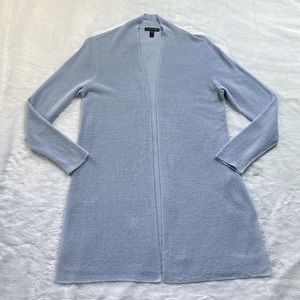 Like New Blue Eileen Fisher Linen Cotton Cardigan Sweater
